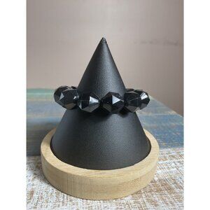 Black Faceted Bead Bracelet Stretch Elastic Jewelry Accessory For Women